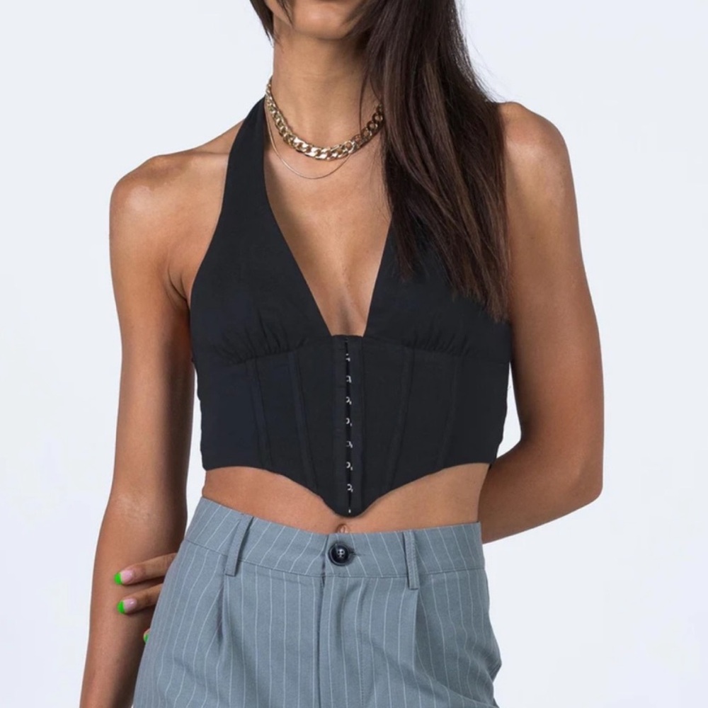 NWT Princess Polly "Dreaming" Halter Corset Top Black Size 4